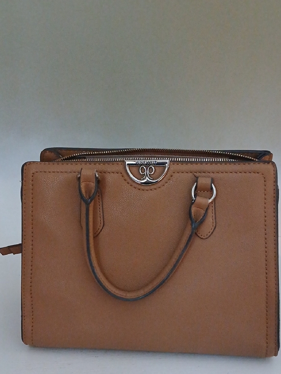 Nine West Handbags - Nine West Cognac Structured Satchel Handbag